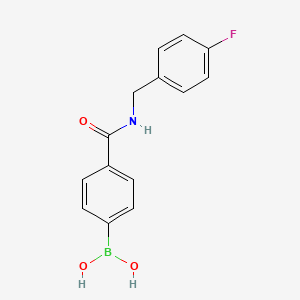 molecular formula C14H13BFNO3 B8085632 B-[4-[[[(4-fluorophenyl)methyl]amino]carbonyl]phenyl]Boronic acid 
