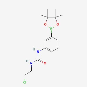 molecular formula C15H22BClN2O3 B8085640 1-(2-Chloroethyl)-3-(3-(4,4,5,5-tetramethyl-1,3,2-dioxaborolan-2-yl)phenyl)urea 