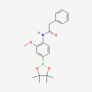 molecular formula C21H26BNO4 B8085673 N-(2-methoxy-4-(4,4,5,5-tetramethyl-1,3,2-dioxaborolan-2-yl)phenyl)-2-phenylacetamide 