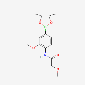 molecular formula C16H24BNO5 B8085695 2-methoxy-N-(2-methoxy-4-(4,4,5,5-tetramethyl-1,3,2-dioxaborolan-2-yl)phenyl)acetamide 