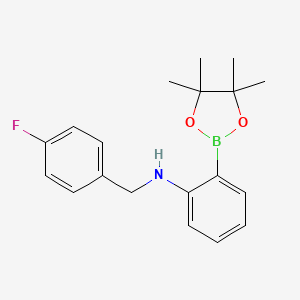 molecular formula C19H23BFNO2 B8085740 N-(4-fluorobenzyl)-2-(4,4,5,5-tetramethyl-1,3,2-dioxaborolan-2-yl)aniline 