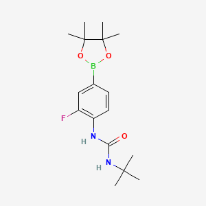 molecular formula C17H26BFN2O3 B8085749 1-(Tert-butyl)-3-(2-fluoro-4-(4,4,5,5-tetramethyl-1,3,2-dioxaborolan-2-yl)phenyl)urea 