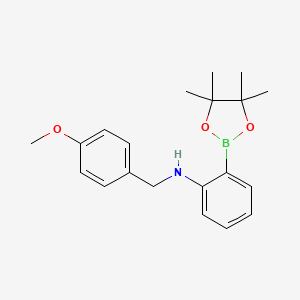 molecular formula C20H26BNO3 B8085756 N-(4-methoxybenzyl)-2-(4,4,5,5-tetramethyl-1,3,2-dioxaborolan-2-yl)aniline 