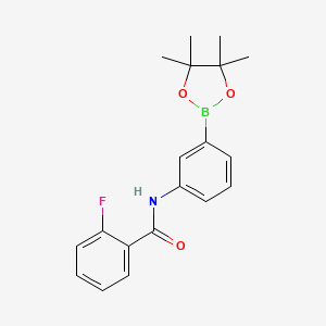 molecular formula C19H21BFNO3 B8085770 2-fluoro-N-(3-(4,4,5,5-tetramethyl-1,3,2-dioxaborolan-2-yl)phenyl)benzamide 
