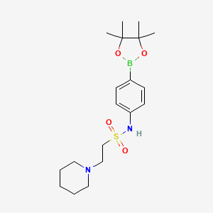 molecular formula C19H31BN2O4S B8085776 N-[4-(4,4,5,5-tetramethyl-1,3,2-dioxaborolan-2-yl)phenyl]-1-Piperidineethanesulfonamide 