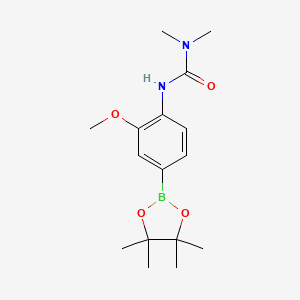 molecular formula C16H25BN2O4 B8085833 3-(2-Methoxy-4-(4,4,5,5-tetramethyl-1,3,2-dioxaborolan-2-yl)phenyl)-1,1-dimethylurea 
