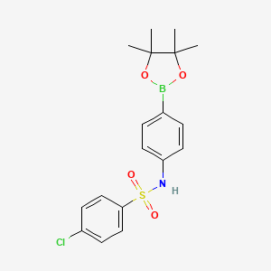 molecular formula C18H21BClNO4S B8085870 4-chloro-N-[4-(4,4,5,5-tetramethyl-1,3,2-dioxaborolan-2-yl)phenyl]Benzenesulfonamide 