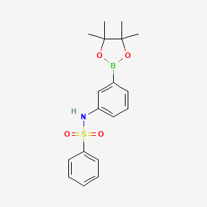 molecular formula C18H22BNO4S B8085902 N-(3-(4,4,5,5-tetramethyl-1,3,2-dioxaborolan-2-yl)phenyl)benzenesulfonamide 