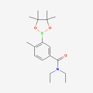molecular formula C18H28BNO3 B8085922 N,N-diethyl-4-methyl-3-(4,4,5,5-tetramethyl-1,3,2-dioxaborolan-2-yl)benzamide 