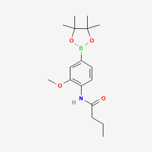 molecular formula C17H26BNO4 B8085930 N-(2-methoxy-4-(4,4,5,5-tetramethyl-1,3,2-dioxaborolan-2-yl)phenyl)butyramide 