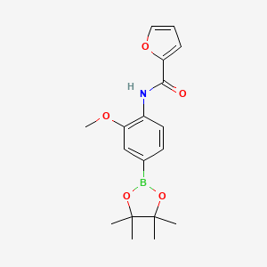 molecular formula C18H22BNO5 B8085994 2-Furancarboxamide, N-[2-methoxy-4-(4,4,5,5-tetramethyl-1,3,2-dioxaborolan-2-yl)phenyl]- 