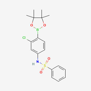 molecular formula C18H21BClNO4S B8086331 N-(3-chloro-4-(4,4,5,5-tetramethyl-1,3,2-dioxaborolan-2-yl)phenyl)benzenesulfonamide 