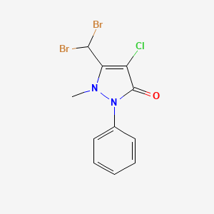 molecular formula C11H9Br2ClN2O B8086353 4-chloro-5-(dibromomethyl)-1-methyl-2-phenyl-1,2-dihydro-3H-pyrazol-3-one 