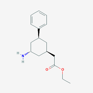 molecular formula C16H23NO2 B8086376 Ethyl (3-amino-5-phenylcyclohexyl)acetate 
