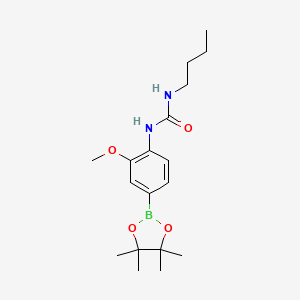 molecular formula C18H29BN2O4 B8086432 1-Butyl-3-(2-methoxy-4-(4,4,5,5-tetramethyl-1,3,2-dioxaborolan-2-yl)phenyl)urea 