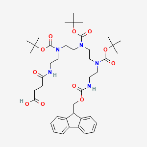 molecular formula C42H61N5O11 B8086532 4-[2-[2-[2-[2-(9H-fluoren-9-ylmethoxycarbonylamino)ethyl-[(2-methylpropan-2-yl)oxycarbonyl]amino]ethyl-[(2-methylpropan-2-yl)oxycarbonyl]amino]ethyl-[(2-methylpropan-2-yl)oxycarbonyl]amino]ethylamino]-4-oxobutanoic acid 