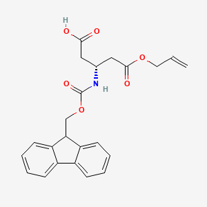 molecular formula C23H23NO6 B8086556 (3R)-3-(9H-fluoren-9-ylmethoxycarbonylamino)-5-oxo-5-prop-2-enoxypentanoic acid 