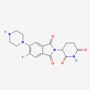 molecular formula C17H17FN4O4 B8086657 2-(2,6-Dioxopiperidin-3-yl)-5-fluoro-6-(piperazin-1-yl)isoindoline-1,3-dione 