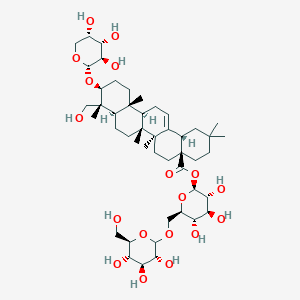 molecular formula C47H76O18 B8086759 [(2S,3R,4S,5S,6R)-3,4,5-trihydroxy-6-[[(3R,4S,5S,6R)-3,4,5-trihydroxy-6-(hydroxymethyl)oxan-2-yl]oxymethyl]oxan-2-yl] (4aS,6aR,6aS,6bR,8aR,9R,10S,12aR,14bS)-9-(hydroxymethyl)-2,2,6a,6b,9,12a-hexamethyl-10-[(2S,3R,4S,5S)-3,4,5-trihydroxyoxan-2-yl]oxy-1,3,4,5,6,6a,7,8,8a,10,11,12,13,14b-tetradecahydropicene-4a-carboxylate 