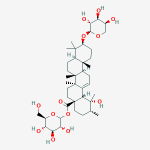 molecular formula C41H66O13 B8086765 [(3R,4S,5S,6R)-3,4,5-trihydroxy-6-(hydroxymethyl)oxan-2-yl] (1R,2R,4aS,6aR,6aS,6bR,8aR,10S,12aR,14bS)-1-hydroxy-1,2,6a,6b,9,9,12a-heptamethyl-10-[(2S,3R,4S,5S)-3,4,5-trihydroxyoxan-2-yl]oxy-2,3,4,5,6,6a,7,8,8a,10,11,12,13,14b-tetradecahydropicene-4a-carboxylate 