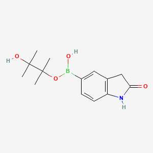 molecular formula C14H20BNO4 B8086869 (3-Hydroxy-2,3-dimethylbutan-2-yl)oxy-(2-oxo-1,3-dihydroindol-5-yl)borinic acid 