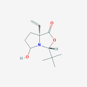 molecular formula C12H19NO3 B8086918 (3R,7AR)-3-Tert-butyl-7A-ethenyl-5-hydroxy-hexahydropyrrolo[1,2-C][1,3]oxazol-1-one 
