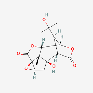 molecular formula C15H18O7 B8087010 (1R,3R,5S,8S,9R,12S,13R)-1-hydroxy-14-(2-hydroxypropan-2-yl)-13-methyl-4,7,10-trioxapentacyclo[6.4.1.19,12.03,5.05,13]tetradecane-6,11-dione 