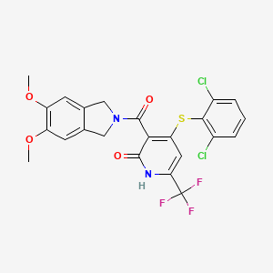 molecular formula C23H17Cl2F3N2O4S B8087031 4-((2,6-Dichlorophenyl)thio)-3-(5,6-dimethoxy- 
