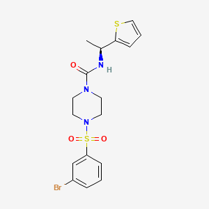 molecular formula C17H20BrN3O3S2 B8087108 4-(3-bromophenyl)sulfonyl-N-[(1S)-1-thiophen-2-ylethyl]piperazine-1-carboxamide 
