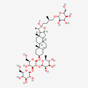 (2S,3R,4R,5R,6S)-2-[(2R,3R,4S,5R,6R)-5-hydroxy-6-(hydroxymethyl)-2-[[(1S,2S,4S,6R,7S,8R,9S,12S,13R,16S)-6-methoxy-7,9,13-trimethyl-6-[(3R)-3-methyl-4-[(2S,3R,4S,5S,6R)-3,4,5-trihydroxy-6-(hydroxymethyl)oxan-2-yl]oxybutyl]-5-oxapentacyclo[10.8.0.02,9.04,8.013,18]icos-18-en-16-yl]oxy]-4-[(2S,3R,4S,5S,6R)-3,4,5-trihydroxy-6-(hydroxymethyl)oxan-2-yl]oxyoxan-3-yl]oxy-6-methyloxane-3,4,5-triol
