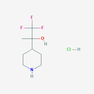 molecular formula C8H15ClF3NO B8087182 1,1,1-Trifluoro-2-(piperidin-4-YL)propan-2-OL hcl 