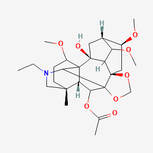 molecular formula C27H41NO8 B8087287 [(2S,5R,6S,8R,16R,19S,20R,21S)-14-ethyl-2-hydroxy-4,6,19-trimethoxy-16-methyl-9,11-dioxa-14-azaheptacyclo[10.7.2.12,5.01,13.03,8.08,12.016,20]docosan-21-yl] acetate 