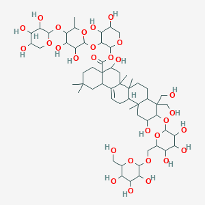 molecular formula C58H94O29 B8087304 [3-[3,4-Dihydroxy-6-methyl-5-(3,4,5-trihydroxyoxan-2-yl)oxyoxan-2-yl]oxy-4,5-dihydroxyoxan-2-yl] 5,11-dihydroxy-9,9-bis(hydroxymethyl)-2,2,6a,6b,12a-pentamethyl-10-[3,4,5-trihydroxy-6-[[3,4,5-trihydroxy-6-(hydroxymethyl)oxan-2-yl]oxymethyl]oxan-2-yl]oxy-1,3,4,5,6,6a,7,8,8a,10,11,12,13,14b-tetradecahydropicene-4a-carboxylate 