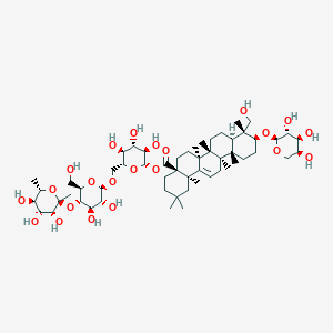 molecular formula C56H92O22 B8087361 [(2S,3R,4S,5S,6R)-6-[[(2R,3R,4R,5S,6R)-3,4-dihydroxy-6-(hydroxymethyl)-5-[(2S,3R,4R,5R,6S)-3,4,5-trihydroxy-2,6-dimethyloxan-2-yl]oxyoxan-2-yl]oxymethyl]-3,4,5-trihydroxyoxan-2-yl] (4aS,6aS,6aR,6bR,8aR,9R,10S,12aS,14bR)-9-(hydroxymethyl)-2,2,6a,6a,6b,9,12a,14b-octamethyl-10-[(2S,3R,4S,5S)-3,4,5-trihydroxyoxan-2-yl]oxy-1,3,4,5,6,7,8,8a,10,11,12,13-dodecahydropicene-4a-carboxylate 