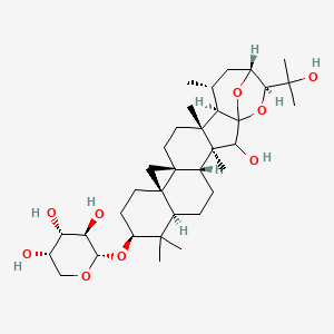 molecular formula C35H56O9 B8087370 (2S,3R,4S,5S)-2-[[(2R,3S,4R,7R,9S,12R,14S,17R,18R,19R,21R,22S)-2-hydroxy-22-(2-hydroxypropan-2-yl)-3,8,8,17,19-pentamethyl-23,24-dioxaheptacyclo[19.2.1.01,18.03,17.04,14.07,12.012,14]tetracosan-9-yl]oxy]oxane-3,4,5-triol 