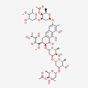 molecular formula C57H82O26 B8087423 [(2R,3S,4R,6S)-6-[[(6S,7S)-6-[(2S,4R,5R,6R)-4-[(4R,6R)-4-[(4S,5S,6S)-5-acetyloxy-4-hydroxy-4,6-dimethyloxan-2-yl]oxy-5-hydroxy-6-methyloxan-2-yl]oxy-5-hydroxy-6-methyloxan-2-yl]oxy-7-[(3S,4R)-3,4-dihydroxy-1-methoxy-2-oxopentyl]-4,10-dihydroxy-3-methyl-5-oxo-7,8-dihydro-6H-anthracen-2-yl]oxy]-4-(4-hydroxy-5-methoxy-6-methyloxan-2-yl)oxy-2-methyloxan-3-yl] acetate 