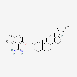 molecular formula C36H52N2O B8087428 2-[[(10S,13R,17R)-10,13-Dimethyl-17-[(2R)-pentan-2-yl]-2,3,4,5,6,7,8,9,11,12,14,15,16,17-tetradecahydro-1H-cyclopenta[a]phenanthren-2-yl]methoxy]naphthalene-1-carboximidamide 