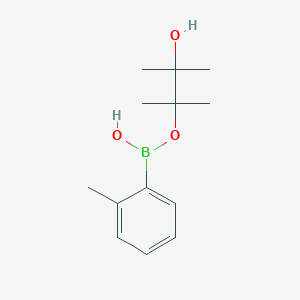 molecular formula C13H21BO3 B8087459 (3-Hydroxy-2,3-dimethylbutan-2-yl)oxy-(2-methylphenyl)borinic acid 