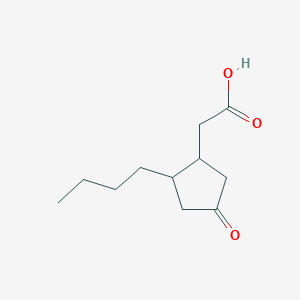 molecular formula C11H18O3 B8087483 2-(2-Butyl-4-oxocyclopentyl)acetic acid 