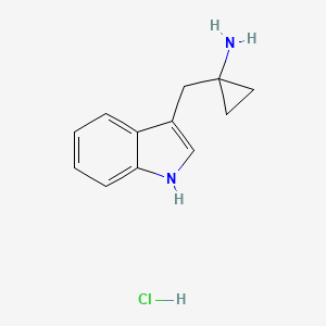 molecular formula C12H15ClN2 B8087510 1-[(1H-indol-3-yl)methyl]cyclopropan-1-amine hydrochloride 
