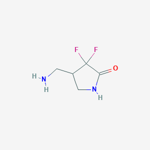 molecular formula C5H8F2N2O B8087534 4-(Aminomethyl)-3,3-difluoropyrrolidin-2-one 
