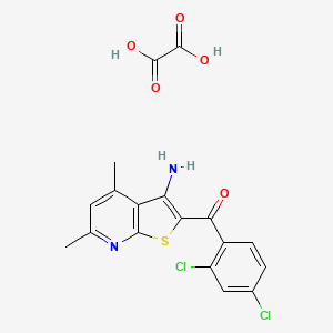 molecular formula C18H14Cl2N2O5S B8087554 (3-Amino-4,6-dimethylthieno[2,3-b]pyridin-2-yl)(2,4-dichlorophenyl)methanone (C2H2O4) 