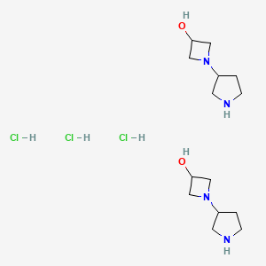 molecular formula C14H31Cl3N4O2 B8087600 Bis(1-(pyrrolidin-3-yl)azetidin-3-ol) trihydrochloride 