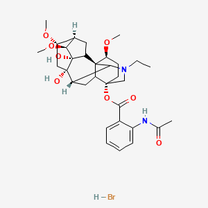 molecular formula C32H45BrN2O8 B8087661 (10xi)-20-Ethyl-8,9-dihydroxy-1,14,16-trimethoxyaconitan-4-yl 2-(acetylamino)benzoate (HBr) 