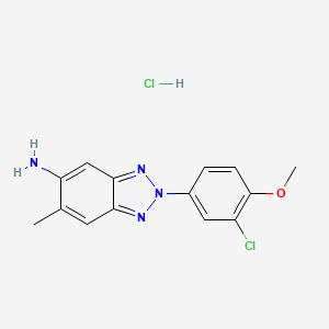 molecular formula C14H14Cl2N4O B8087673 2-(3-Chloro-4-methoxyphenyl)-6-methyl-2H-benzotriazol-5-amine (HCl) 