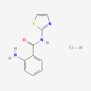 molecular formula C10H10ClN3OS B8087765 2-amino-N-(1,3-thiazol-2-yl)benzamide;hydrochloride 