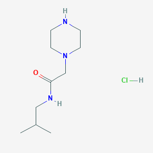 molecular formula C10H22ClN3O B8087814 N-(2-methylpropyl)-2-(piperazin-1-yl)acetamide hydrochloride 