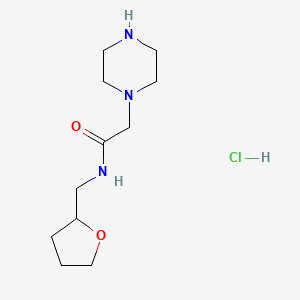 molecular formula C11H22ClN3O2 B8087823 N-(oxolan-2-ylmethyl)-2-piperazin-1-ylacetamide;hydrochloride 