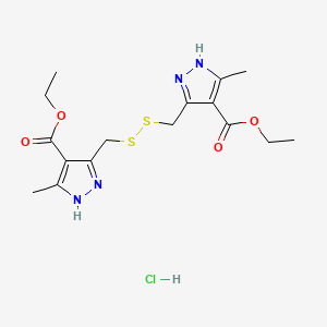 molecular formula C16H23ClN4O4S2 B8087859 Diethyl 3,3'-(disulfanediyldimethanediyl)bis(5-methyl-1H-pyrazole-4-carboxylate) (HCl) 