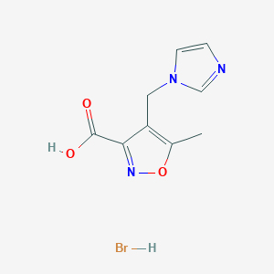 molecular formula C9H10BrN3O3 B8087876 4-(Imidazol-1-ylmethyl)-5-methyl-1,2-oxazole-3-carboxylic acid;hydrobromide 
